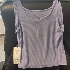 Ribbed sea coast scoop neck tank- lilac blue